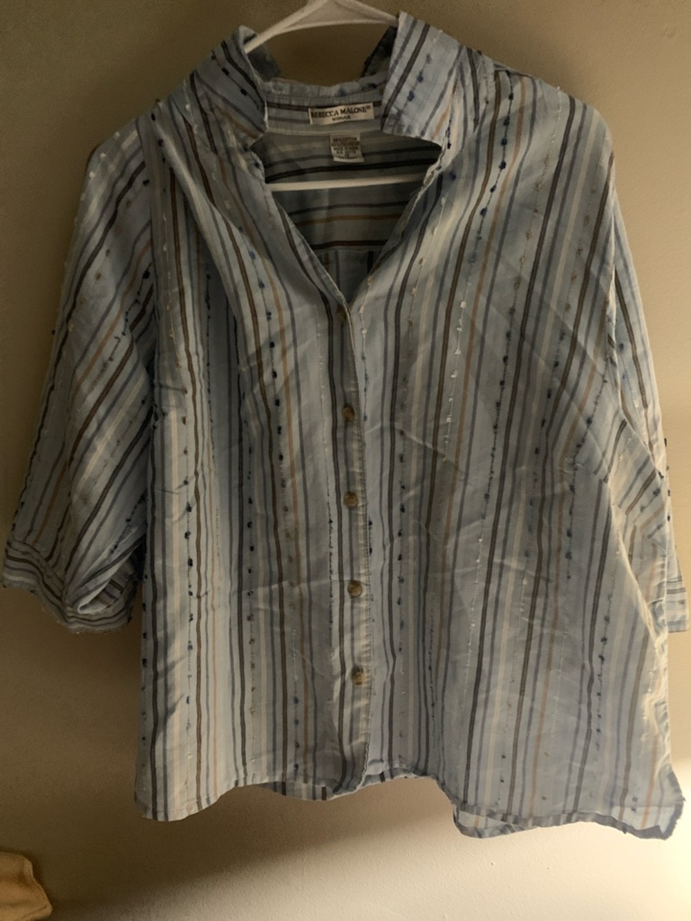 Rebecca Malone Light Blue Striped Button Shirt